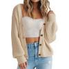 image:imageSUUKSESS Women Long Sleeve Button Down Oversized Short Cardigan Fall Loose Open Front Knit SweaterApricot