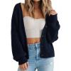 image:imageSUUKSESS Women Long Sleeve Button Down Oversized Short Cardigan Fall Loose Open Front Knit SweaterNavy