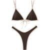 image:imageSUUKSESS Women Cheeky Thong String 2 Piece Bikini Sets Sexy High Waist Swimsuit79 Beige Brown