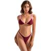 image:imageSUUKSESS Women Cheeky Thong String 2 Piece Bikini Sets Sexy High Waist Swimsuit79 Brown Color Block