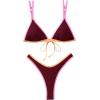 image:imageSUUKSESS Women Cheeky Thong String 2 Piece Bikini Sets Sexy High Waist Swimsuit79 Brown Color Block