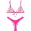 image:imageSUUKSESS Women Cheeky Thong String 2 Piece Bikini Sets Sexy High Waist Swimsuit79 Pink Color Block