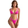 image:imageSUUKSESS Women Cheeky Thong String 2 Piece Bikini Sets Sexy High Waist Swimsuit79 Pink Color Block