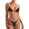 image:imageSUUKSESS Women Cheeky Thong String 2 Piece Bikini Sets Sexy High Waist Swimsuit79 Beige Brown