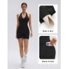image:imageSUUKSESS Women 2 Piece Halter Open Back Workout Sets Padded Tank Top High Waisted Tummy Control Biker Shorts with PocketsBlack