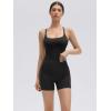 image:imageSUUKSESS Women 2 Piece Workout Sets Built in Bra Open Back Tank Tops High Waisted Biker Shorts with PocketsBlack