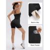 image:imageSUUKSESS Women 2 Piece Workout Sets Built in Bra Open Back Tank Tops High Waisted Biker Shorts with PocketsBlack