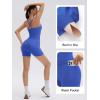 image:imageSUUKSESS Women 2 Piece Workout Sets Built in Bra Open Back Tank Tops High Waisted Biker Shorts with PocketsBlue