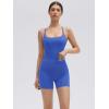 image:imageSUUKSESS Women 2 Piece Workout Sets Built in Bra Open Back Tank Tops High Waisted Biker Shorts with PocketsBlue