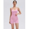 image:imageSUUKSESS Women 2 Piece Workout Sets Built in Bra Open Back Tank Tops High Waisted Biker Shorts with PocketsPink