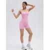 image:imageSUUKSESS Women 2 Piece Workout Sets Built in Bra Open Back Tank Tops High Waisted Biker Shorts with PocketsPink