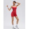 image:imageSUUKSESS Women 2 Piece Workout Sets Built in Bra Open Back Tank Tops High Waisted Biker Shorts with PocketsRed