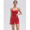 image:imageSUUKSESS Women 2 Piece Workout Sets Built in Bra Open Back Tank Tops High Waisted Biker Shorts with PocketsRed