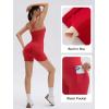 image:imageSUUKSESS Women 2 Piece Workout Sets Built in Bra Open Back Tank Tops High Waisted Biker Shorts with PocketsRed