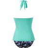 image:imageSUUKSESS Women Sexy Halter Tankini Bathing Suits Slimming Tummy Control High Waisted Swimsuits 2 Piece06 Aqua Blue Floral