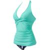 image:imageSUUKSESS Women Sexy Halter Tankini Bathing Suits Slimming Tummy Control High Waisted Swimsuits 2 Piece06 Aqua Blue Floral
