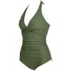 image:imageSUUKSESS Women Sexy Halter Tankini Bathing Suits Slimming Tummy Control High Waisted Swimsuits 2 Piece06 Army Green