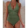 image:imageSUUKSESS Women Sexy Halter Tankini Bathing Suits Slimming Tummy Control High Waisted Swimsuits 2 Piece06 Army Green