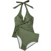 image:imageSUUKSESS Women Sexy Halter Tankini Bathing Suits Slimming Tummy Control High Waisted Swimsuits 2 Piece06 Army Green