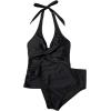 image:imageSUUKSESS Women Sexy Halter Tankini Bathing Suits Slimming Tummy Control High Waisted Swimsuits 2 Piece06 Black