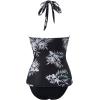image:imageSUUKSESS Women Sexy Halter Tankini Bathing Suits Slimming Tummy Control High Waisted Swimsuits 2 Piece06 Black Floral