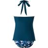 image:imageSUUKSESS Women Sexy Halter Tankini Bathing Suits Slimming Tummy Control High Waisted Swimsuits 2 Piece06 Blue Floral