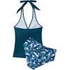 image:imageSUUKSESS Women Sexy Halter Tankini Bathing Suits Slimming Tummy Control High Waisted Swimsuits 2 Piece06 Blue Floral
