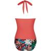 image:imageSUUKSESS Women Sexy Halter Tankini Bathing Suits Slimming Tummy Control High Waisted Swimsuits 2 Piece06 Coral Pink Leaf