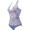 image:imageSUUKSESS Women Sexy Halter Tankini Bathing Suits Slimming Tummy Control High Waisted Swimsuits 2 Piece06 Floral Printed Blue