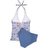 image:imageSUUKSESS Women Sexy Halter Tankini Bathing Suits Slimming Tummy Control High Waisted Swimsuits 2 Piece06 Floral Printed Blue