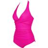 image:imageSUUKSESS Women Sexy Halter Tankini Bathing Suits Slimming Tummy Control High Waisted Swimsuits 2 Piece06 Hot Pink