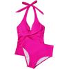 image:imageSUUKSESS Women Sexy Halter Tankini Bathing Suits Slimming Tummy Control High Waisted Swimsuits 2 Piece06 Hot Pink