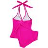 image:imageSUUKSESS Women Sexy Halter Tankini Bathing Suits Slimming Tummy Control High Waisted Swimsuits 2 Piece06 Hot Pink