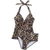 image:imageSUUKSESS Women Sexy Halter Tankini Bathing Suits Slimming Tummy Control High Waisted Swimsuits 2 Piece06 Leopard