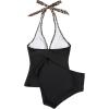 image:imageSUUKSESS Women Sexy Halter Tankini Bathing Suits Slimming Tummy Control High Waisted Swimsuits 2 Piece06 Leopard Black