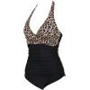 image:imageSUUKSESS Women Sexy Halter Tankini Bathing Suits Slimming Tummy Control High Waisted Swimsuits 2 Piece06 Leopard Black
