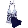 image:imageSUUKSESS Women Sexy Halter Tankini Bathing Suits Slimming Tummy Control High Waisted Swimsuits 2 Piece06 Navy Blue Floral