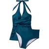 image:imageSUUKSESS Women Sexy Halter Tankini Bathing Suits Slimming Tummy Control High Waisted Swimsuits 2 Piece06 Peacock Blue