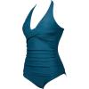 image:imageSUUKSESS Women Sexy Halter Tankini Bathing Suits Slimming Tummy Control High Waisted Swimsuits 2 Piece06 Peacock Blue