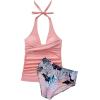 image:imageSUUKSESS Women Sexy Halter Tankini Bathing Suits Slimming Tummy Control High Waisted Swimsuits 2 Piece06 Pink Floral