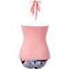 image:imageSUUKSESS Women Sexy Halter Tankini Bathing Suits Slimming Tummy Control High Waisted Swimsuits 2 Piece06 Pink Floral