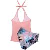 image:imageSUUKSESS Women Sexy Halter Tankini Bathing Suits Slimming Tummy Control High Waisted Swimsuits 2 Piece06 Pink Floral