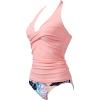image:imageSUUKSESS Women Sexy Halter Tankini Bathing Suits Slimming Tummy Control High Waisted Swimsuits 2 Piece06 Pink Floral