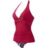 image:imageSUUKSESS Women Sexy Halter Tankini Bathing Suits Slimming Tummy Control High Waisted Swimsuits 2 Piece06 Red Floral
