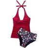 image:imageSUUKSESS Women Sexy Halter Tankini Bathing Suits Slimming Tummy Control High Waisted Swimsuits 2 Piece06 Red Floral