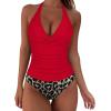 image:imageSUUKSESS Women Sexy Halter Tankini Bathing Suits Slimming Tummy Control High Waisted Swimsuits 2 Piece06 Red Leopard