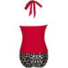 image:imageSUUKSESS Women Sexy Halter Tankini Bathing Suits Slimming Tummy Control High Waisted Swimsuits 2 Piece06 Red Leopard
