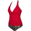 image:imageSUUKSESS Women Sexy Halter Tankini Bathing Suits Slimming Tummy Control High Waisted Swimsuits 2 Piece06 Red Leopard