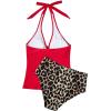 image:imageSUUKSESS Women Sexy Halter Tankini Bathing Suits Slimming Tummy Control High Waisted Swimsuits 2 Piece06 Red Leopard