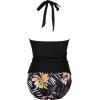 image:imageSUUKSESS Women Sexy Halter Tankini Bathing Suits Slimming Tummy Control High Waisted Swimsuits 2 Piece06 Retro Black Floral
